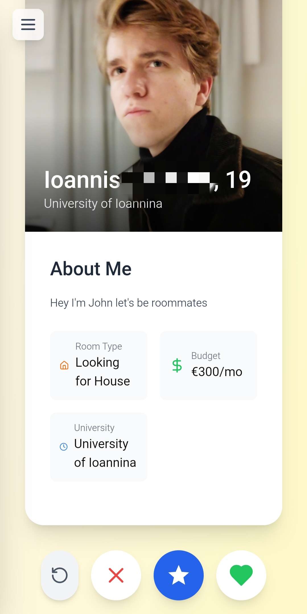 Find Roommates screen