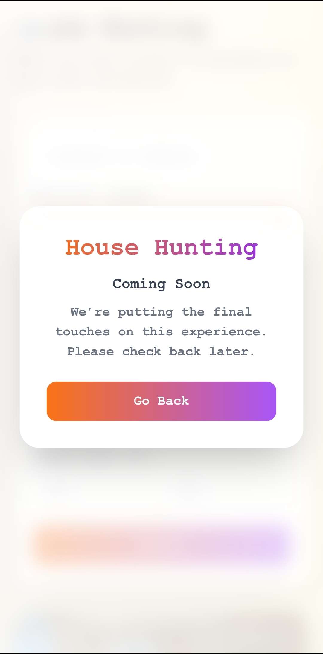 House Hunting screen
